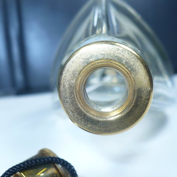 VINTAGE Triangle De Vilbiss Crystal PERFUME BOTTLE Brass Atomizer - Picture 7 of 9